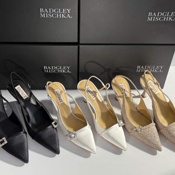 Badgley Mischka Women's Annmarie Jeweled Slingback Stiletto Pumps new VARIETY - Picture 3 of 15